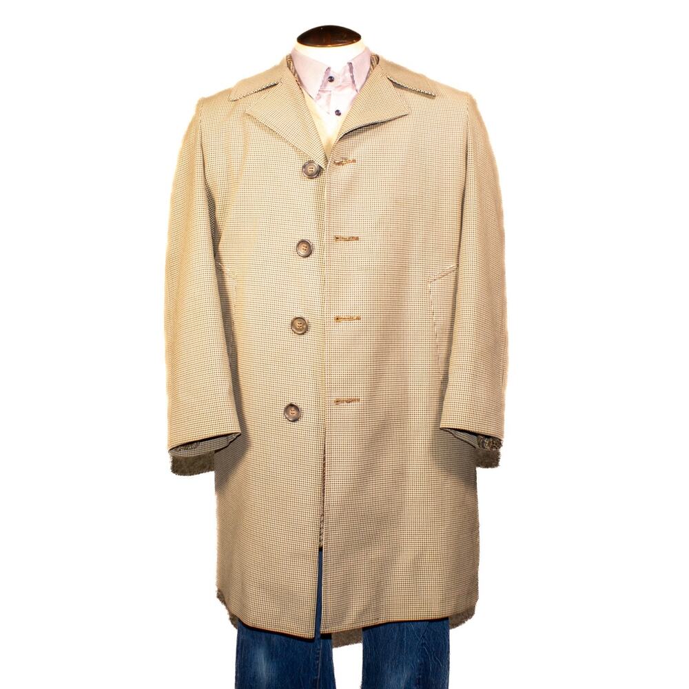 Vintage London Fog Over Coat Men's 40 S Limited Edition Imaginit Houndstooth